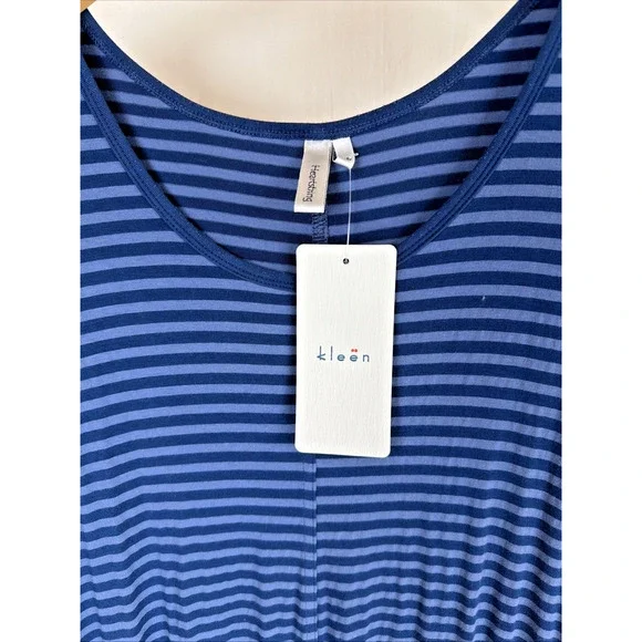 NWT Kleen Blue Striped Round Neck Draped Hem Midi Tank Dress #0857 Size 1X - Picture 5 of 5
